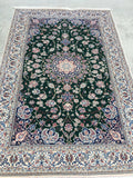 Rare Green Background Persian Nain Oriental Rug  4’6”x 6’7”