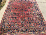 Antique Persian Hand-Knotted Sarouk Oriental Carpet 9’x 11’6’   SOLD