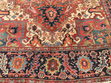 Antique Persian Hand-Knotted Heriz Oriental Carpet 8’x 12’ SOLD
