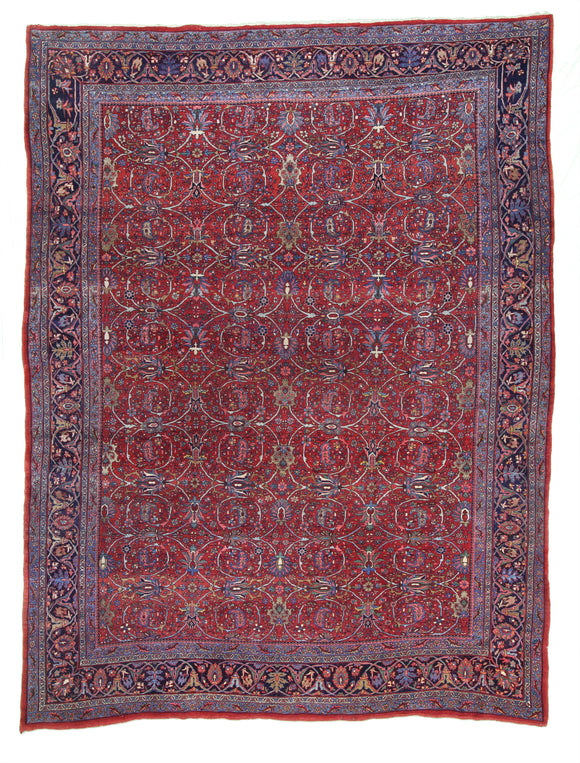 1900’s Antique Hand Knotted Persian Bijar Oriental Rug. 9’1”x 11’9”