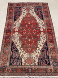 1890's Antique Persian Hand Knotted Ferahan Oriental Rug. 4’3”x 6’9”               SOLD