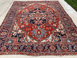 Antique Persian Hand Knotted Serapi Oriental Rug.  9’6”x 11’3”  SOLD