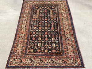 New Turkish Hand-Knotted Antique Recreation of Caucasian Prayer Rug.  6’3”x 4’4”