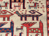 New Azerbaijan Hand-Knotted Antique Recreation of 19th Century Caucasian Daghestan Prayer Rug.  3’7”x 5’