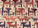 New Azerbaijan Hand-Knotted Antique Recreation of 19th Century Caucasian Daghestan Prayer Rug.  3’7”x 5’