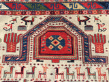 New Azerbaijan Hand-Knotted Antique Recreation of 19th Century Caucasian Daghestan Prayer Rug.  3’7”x 5’