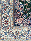 Rare Green Background Persian Nain Oriental Rug  4’6”x 6’7”