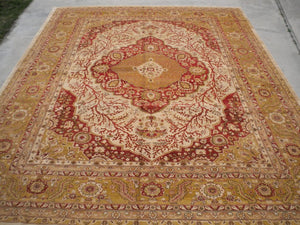New Pakistan Hand-woven Antique Reproduction of a 19th Century Persian Tabriz Carpet   9'x 11'8"