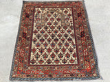 New Turkish Hand-Knotted Antique Recreation of 19th Century Caucasian Shirvan Prayer Rug.  3’7”x 4’3”