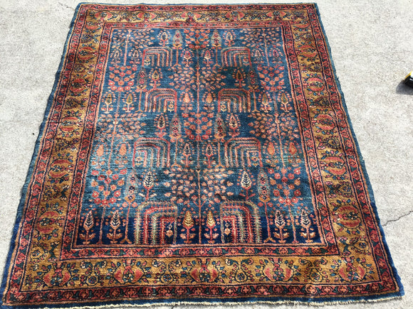 Antique Persian Lilihan Hand-Knotted Village Rug     5'x 5'10