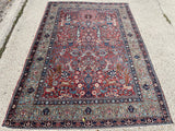 Antique Persian Kashan Oriental Rug 4’7”x 6’6”