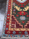 New Afghanistan Hand Knotted Antique Recreation of 18th Century Caucasian Oriental Rug 6’6”x 3’2”