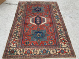 Antique Persian Serapi Karajeh Design Oriental rug 5’x 7’