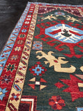 New Afghanistan Hand Knotted Antique Recreation of 18th Century Caucasian Oriental Rug 6’6”x 3’2”