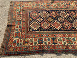 Antique 1880’s Southern Caucasian Gendje Oriental Rug 3’8”x 8’6”