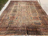 1870’s Antique Distressed Hand Knotted  Persian Ziegler Sultanabad Oriental Rug  10’6”x 14’