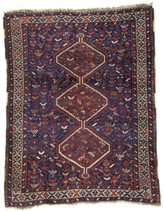 Antique Persian Khamseh Tribal Rug    4'4"x 5'8"