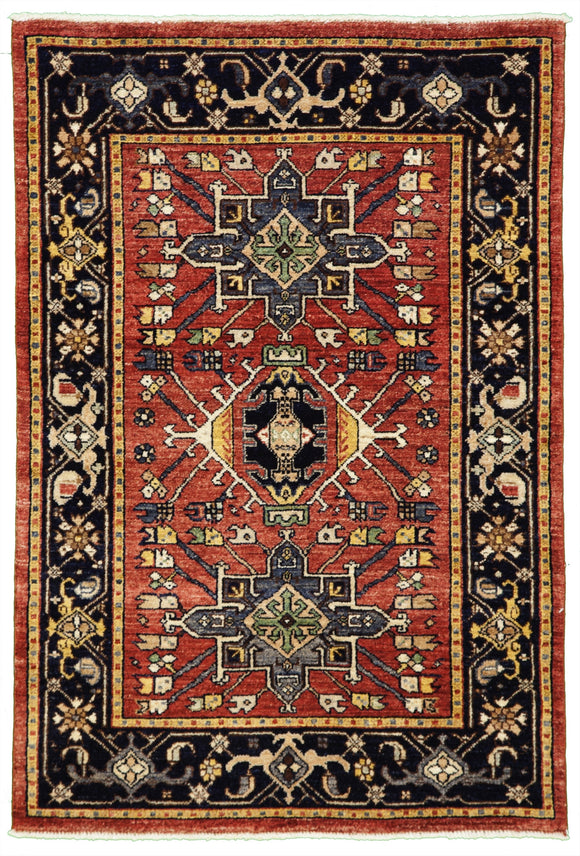 New Pakistan Hand-woven Antique Reproduction of a 19th Century Persian Karajeh Rug   3'1