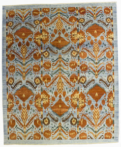 New Hand-Knotted Afghanistan Ikat Design Carpet        8'2"x 9'10"