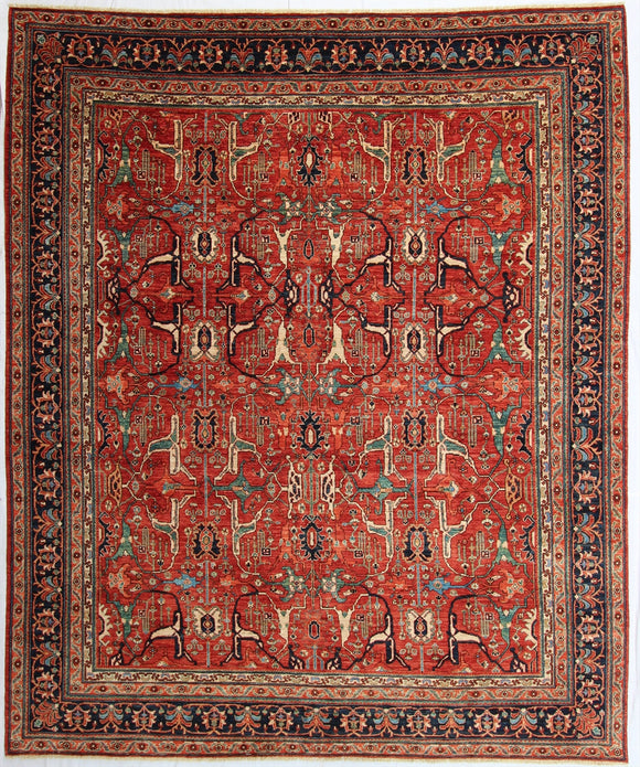 New Hand-knotted Antique Recreation from Afghanistan. 19th Century Persian Bijar Design.   9'6