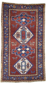 Antique Caucasian Kazak Tribal Rug    4'10"x 8'6"