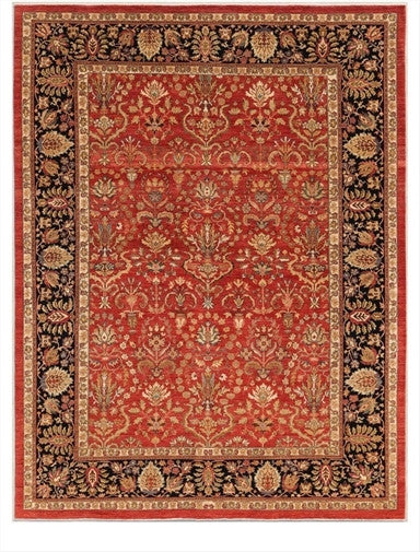 New Pakistan Hand-woven Antique Reproduction of a 19th Century Persian Carpet  9'4