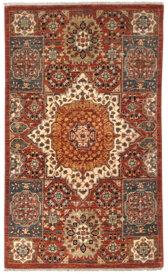 New Pakistan Hand-Knotted Antique Recreation of an Egyptian Mamluk Carpet      SOLD