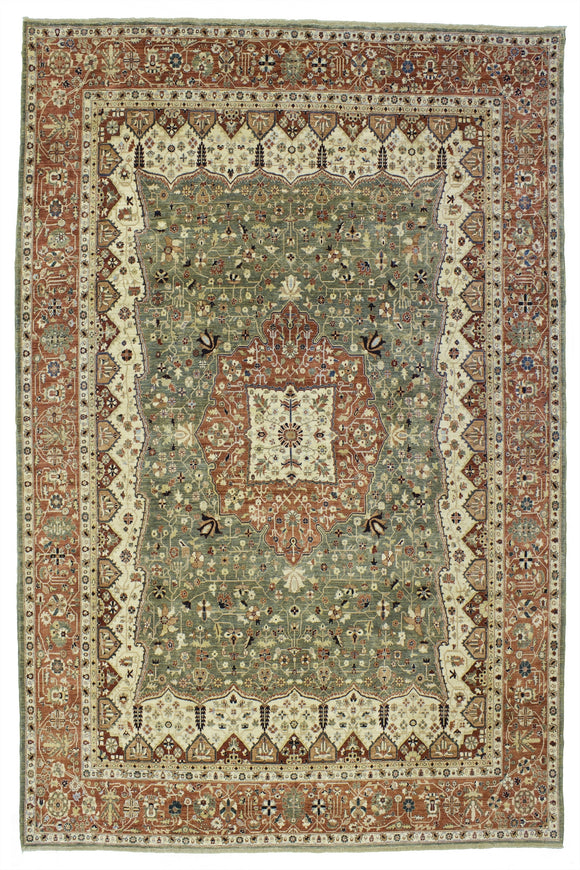 New Pakistan Hand-woven Antique Reproduction of a 19th Century Persian Ferahan   9'x 11'5