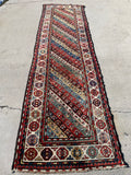 Antique Hand Knotted Gendje Eastern Azerbaijan Caucasian Oriental Rug Runner 3’4”x11’8”