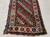 Antique Hand Knotted Gendje Eastern Azerbaijan Caucasian Oriental Rug Runner 3’4”x11’8”