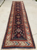 Antique 1885 Caucasian Runner Oriental Rug
