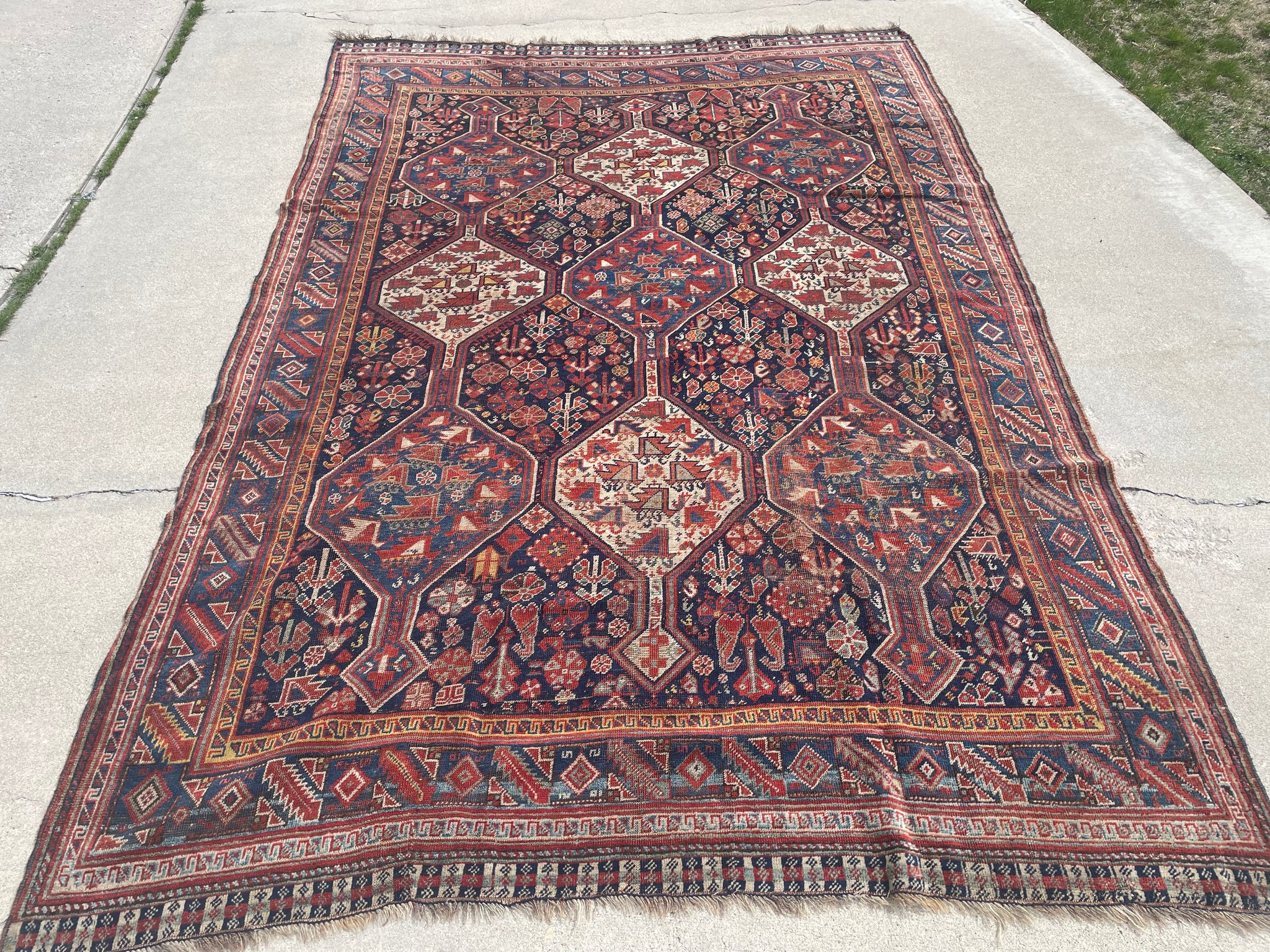 Antique Persian Khamseh Tribal Oriental Rug 6'9”x10' SOLD – RUG