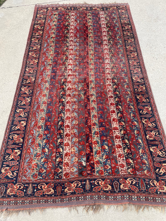 1880’s Antique Persian Khamseh Tribal Rug 4’10”x9’3”