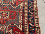 Antique Late 1800’s Sewan Kazak Oriental Rug 5’4”x7’4”