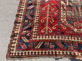 Antique Late 1800’s Sewan Kazak Oriental Rug 5’4”x7’4”