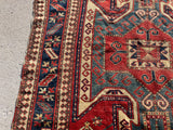 Antique Late 1800’s Sewan Kazak Oriental Rug 5’4”x7’4”