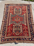 Antique Late 1800’s Sewan Kazak Oriental Rug 5’4”x7’4”