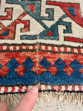 Antique 1885 Caucasian Runner Oriental Rug