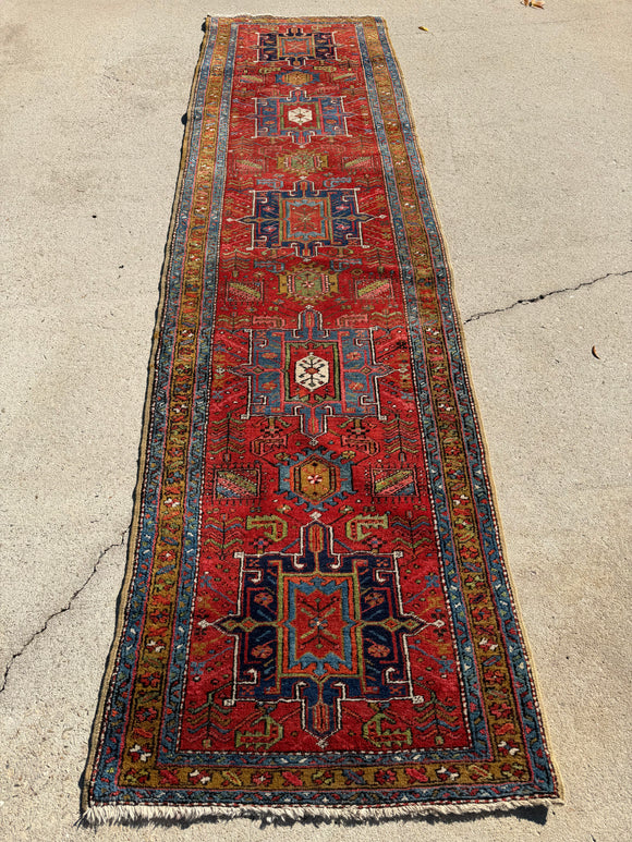 Antique Persian Heriz Runner Oriental Rug 3’x11’2”