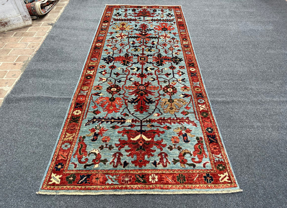 New Afghanistan Hand Knotted Antique Recreation Of 19th Century Heriz 4’x10’