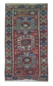 Antique Caucasian Kazak Tribal Rug         3'7"x 6'1"