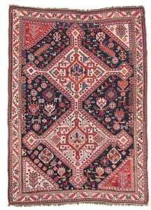 Antique Persian Ghashghai Tribal Rug                      4'5"x 6'4"