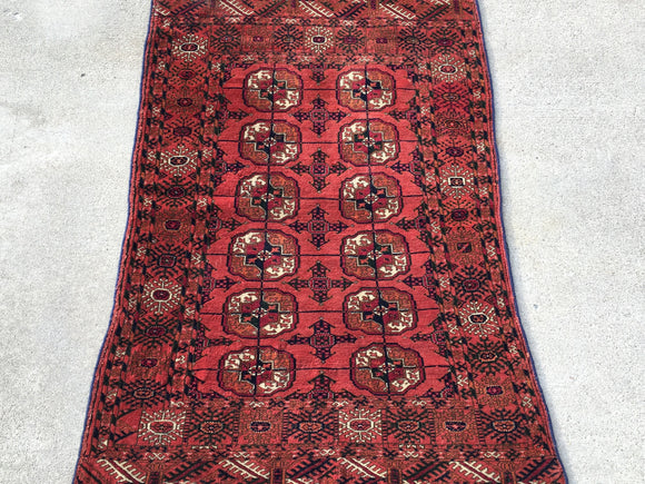 Antique Hand-Knotted Turkomen Oriental Rug.  3’x 4’5”