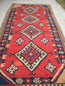 Antique Persian Luri Kilim From The 1920's.  5'10"x 12'6"