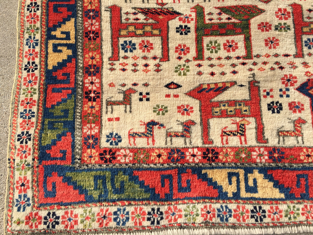 New Azerbaijan Hand-Knotted Antique Recreation of 19th Century Caucasi ...
