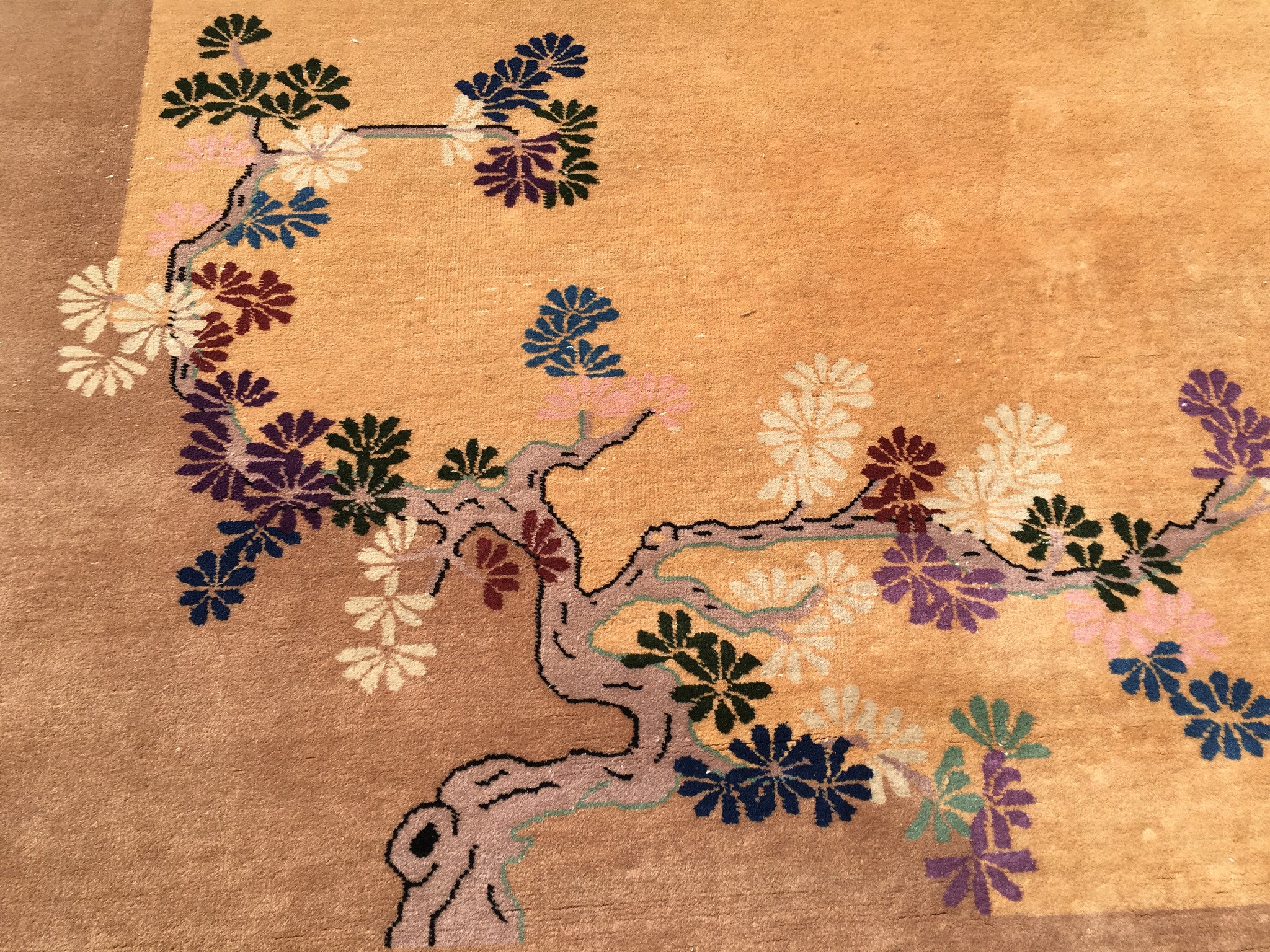 Vintage Art Deco Chinese Oriental Carpet 9'x 11'4