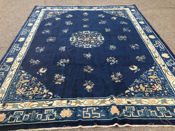 1890's Antique Hand-Knotted Peking Chinese Carpet  8'10