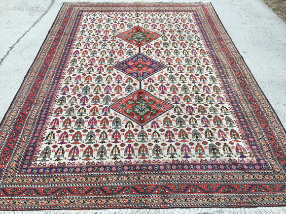 Vintage Persian Hand-Knotted Ardebil Oriental Rug  6'8