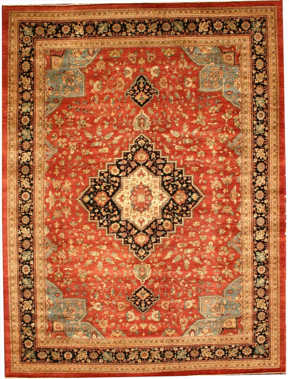 New Pakistan Hand-woven Antique Reproduction of a 19th Century Persian Ferahan Carpet  10'5