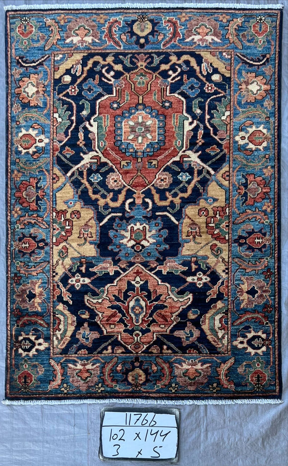 New Hand Knotted Afghanistan Antique Recreation of 19th Century Persian Design